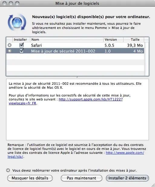 Security Update 2011-002 pour Léopard et Snow Leopard