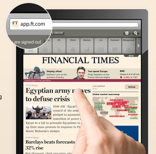 Le Financial Times pas convaincu par Newstand lance une webapp