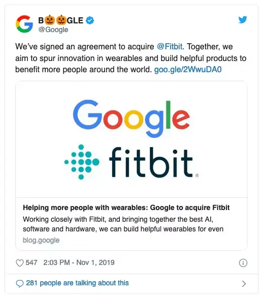 Google s'offre Fitbit pour 2,1 milliards de dollars (pour contrer l'Apple Watch ?)