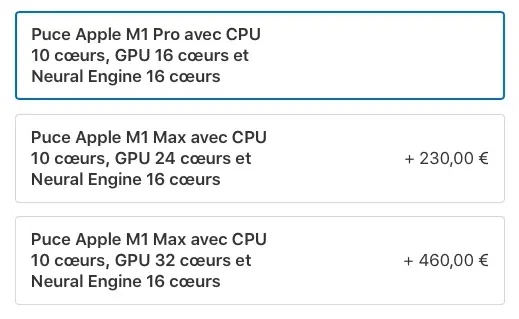 MacBook Pro 14/16" : des GPU avec 14, 16, 24 ou 32 cœurs (en option)