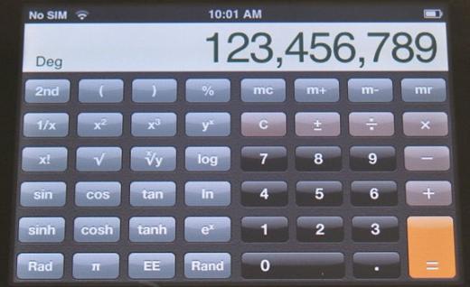 La calculatrice scientifique de l'iPhone firmware 2.0b