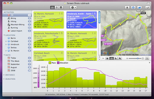 RubiTrack analyse vos données GPS sur Mac