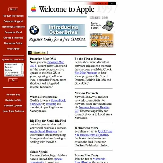 Rétrospective du web d'Apple depuis 1997