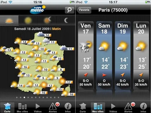 Application la Chaîne météo pour iPhone et Touch