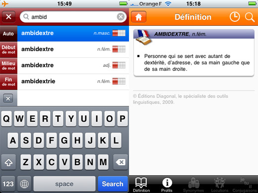 DicoMalin se joue du français sur iPhone