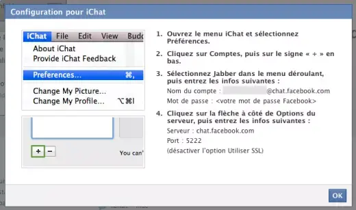 Le tchat Facebook dans iChat, mode d'emploi