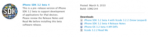 iPad SDK 3.2 Beta 4 disponible