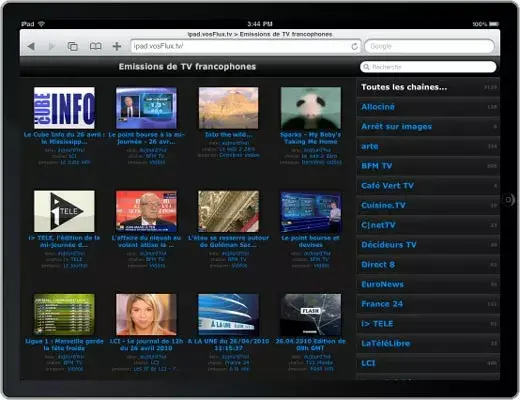 vosFlux.tv prêt pour l'iPad !