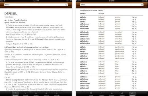Trésor de la langue française sur iPad