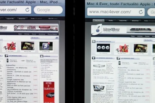 Petite comparaison en image des écrans iPhone 3GS et iPhone 4