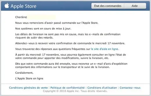 Apple Store: mise à jour des systèmes