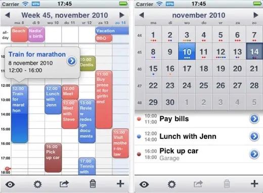 Week Calendar pour iPhone en version 2.0