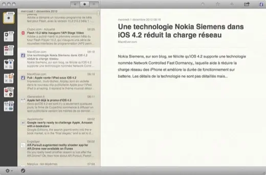 Reeder pour Mac en version brouillon