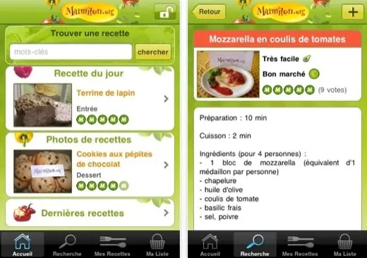 Marmiton, les recettes sur iPhone deviennent gratuites