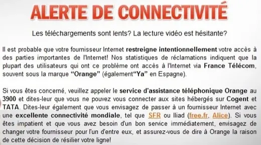 Orange filtre-t-il MegaUpload?