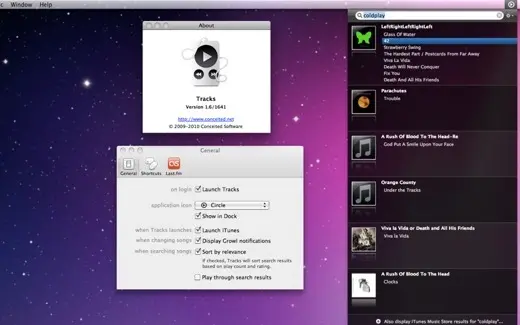 Tracks pour Mac : iTunes dans la barre de menu