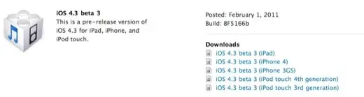 iOS 4.3 bêta 3 est la !