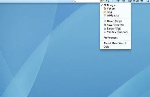 MenuSearch, la recherche web depuis votre barre de menus Mac