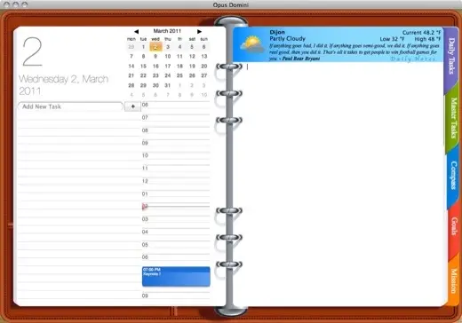 Opus Domini met un agenda dans votre Mac