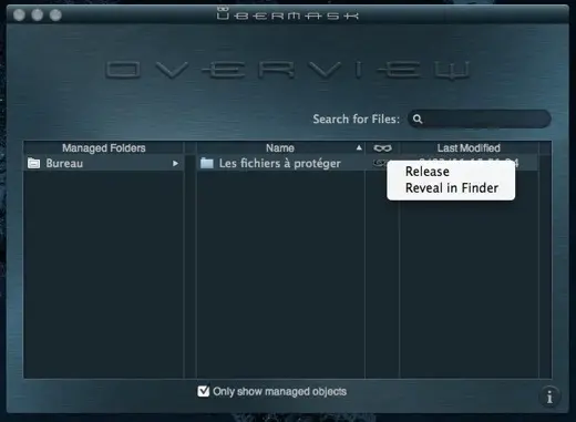 UberMask planque vos fichiers Mac, même de Spotlight