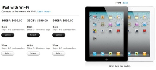 L'iPad 2 débarque sur l'Apple Store US