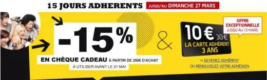 Fnac : 15% de réduction pour les adhérents