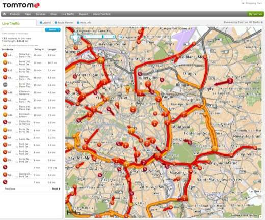 TomTom surveille le trafic en temps réel via un nouveau site web
