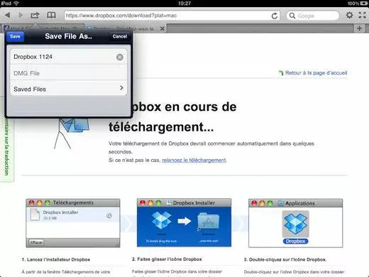 Terra 1.2 sur iPad gère mieux les téléchargements