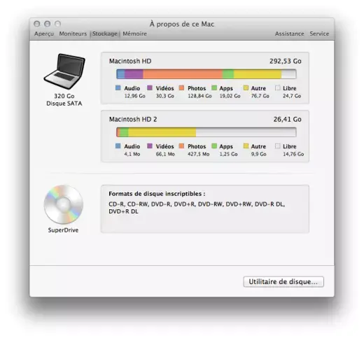 Lion : À propos de ce Mac évolue