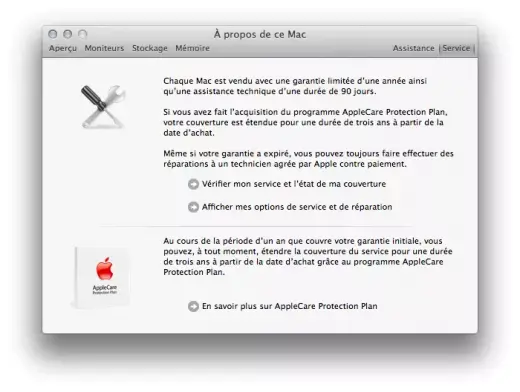 Lion : À propos de ce Mac évolue