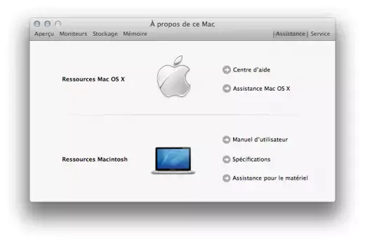 Lion : À propos de ce Mac évolue