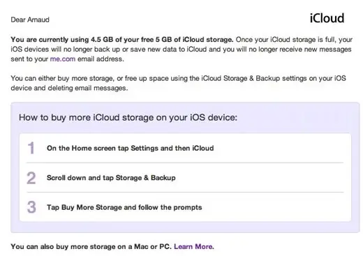 iCloud : 5 Go, ça se remplit vite !