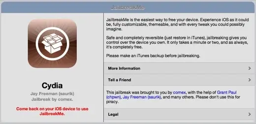 Jailbreakme.com disponible pour tous les périphériques iOS 4.3.3 [MAJ]