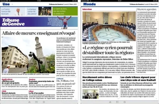 La Tribune de Genève en intégral sur iPad