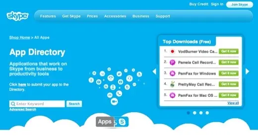 Un App Store pour Skype