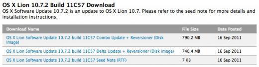 Mac OS X 10.7.2 : nouvelle beta