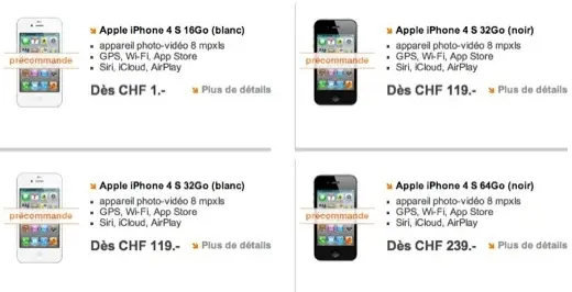 Orange Suisse ouvre les réservations pour l'iPhone 4S