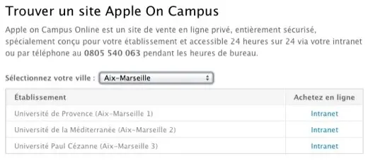 Apple on Campus : pas supprimé, mais modifié