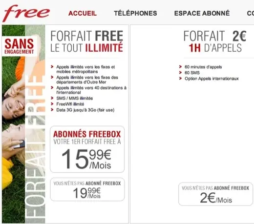 Free Mobile : les offres et le site sont accessibles