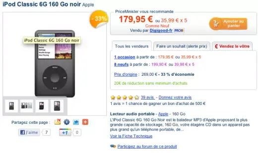 Des iPod Classic à 179 Euros