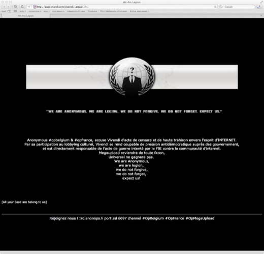 MU : la World War Web des Anonymous, la crainte des hébergeurs