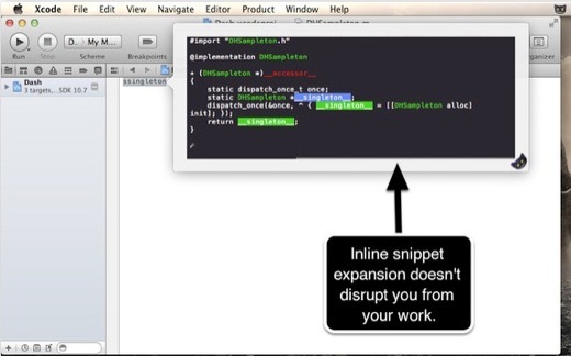Dash stocke vos bout de code et accède à la doc cocoa gratuitement