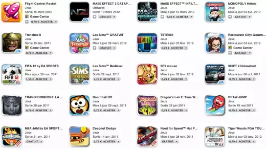 Nombreuses apps soldées chez EA Mobile