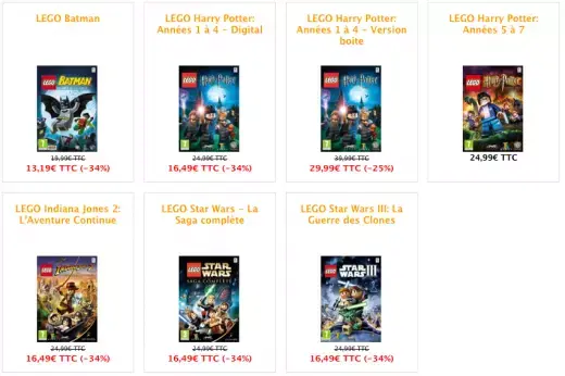 30% de réduction sur les jeux de la série "Lego"