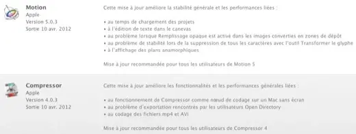 FCPX : Motion et Compressor sont à jour