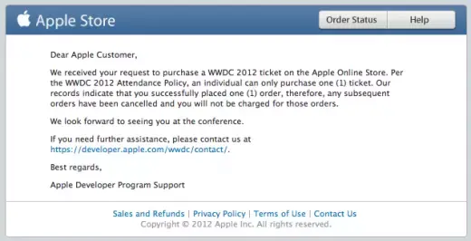 WWDC : Apple invalide plusieurs tickets payés avec la même carte !