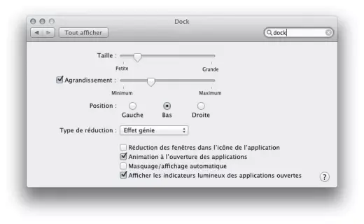 Astuce : réduire le temps d'apparition du Dock (masqué)