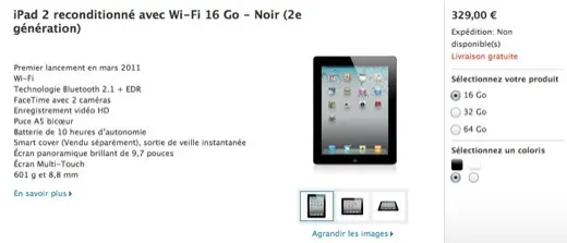 L'iPad 2 à partir de 329 € sur le Refurb