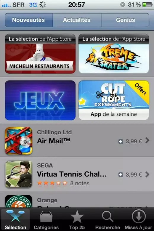 De légers changements esthétiques sur l'AppStore iPhone