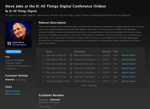 Toutes les conférences D10 de Steve Jobs disponibles sur iTunes